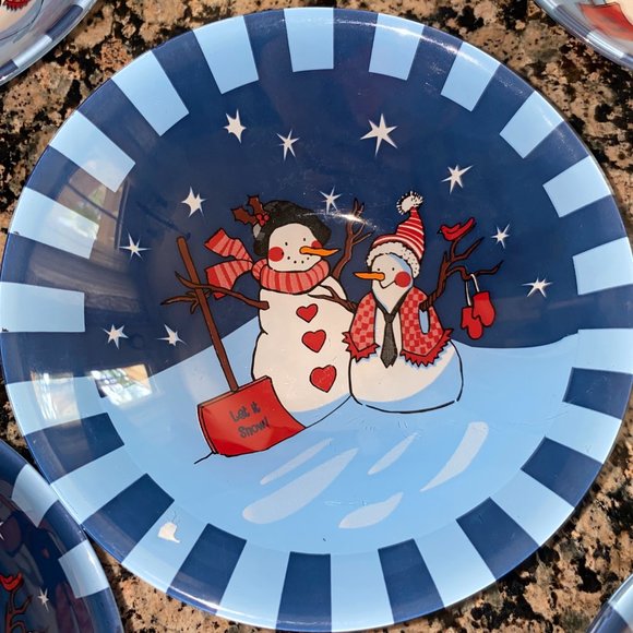 Look Winn Dixie Exclusive Snow Man Christmas Cereal Bowls 6.5" Lot of 5 bowls - Picture 4 of 10